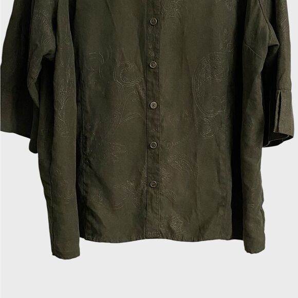 Croft & Barrow Button Up Faux Suede Shirt Jacket Women's Sz 3X Embroidered Green - Picture 7 of 16